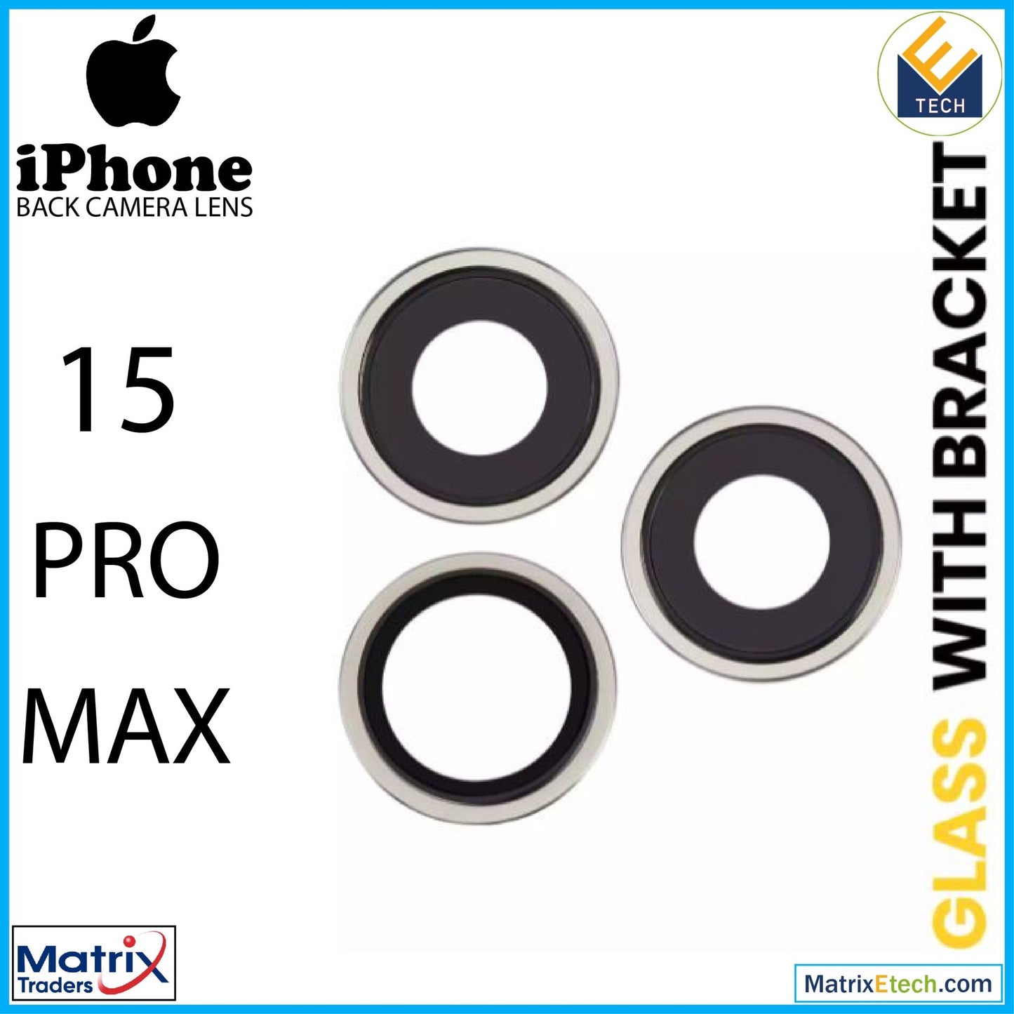 iPhone 15 Pro Max Back Camera Lens With Bracket & Bezel (3 Piece Set) - Matrix Traders