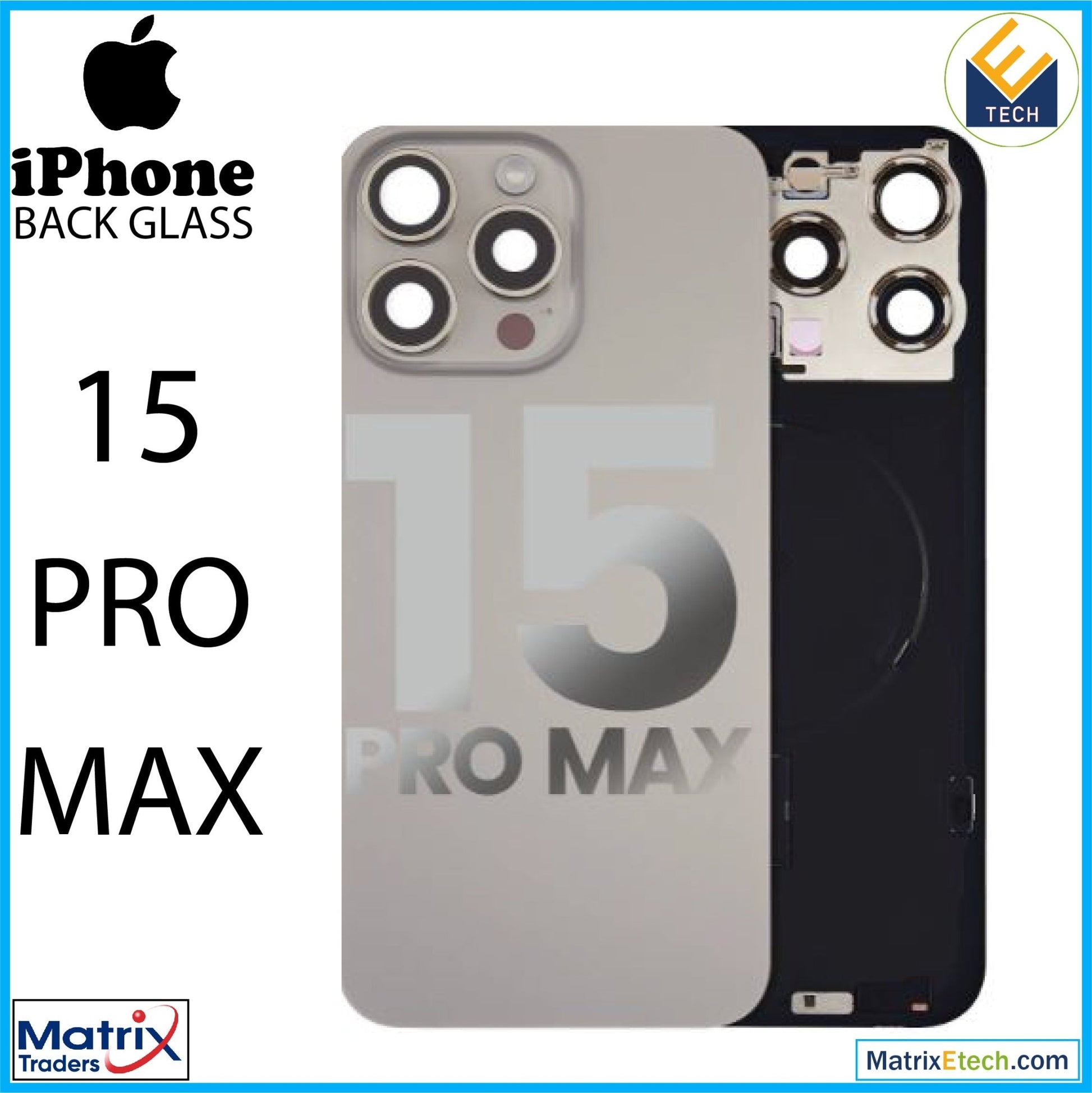 iPhone 15 Pro Max Back Glass With Steel Plate (Pull Grade A) - Matrix Traders