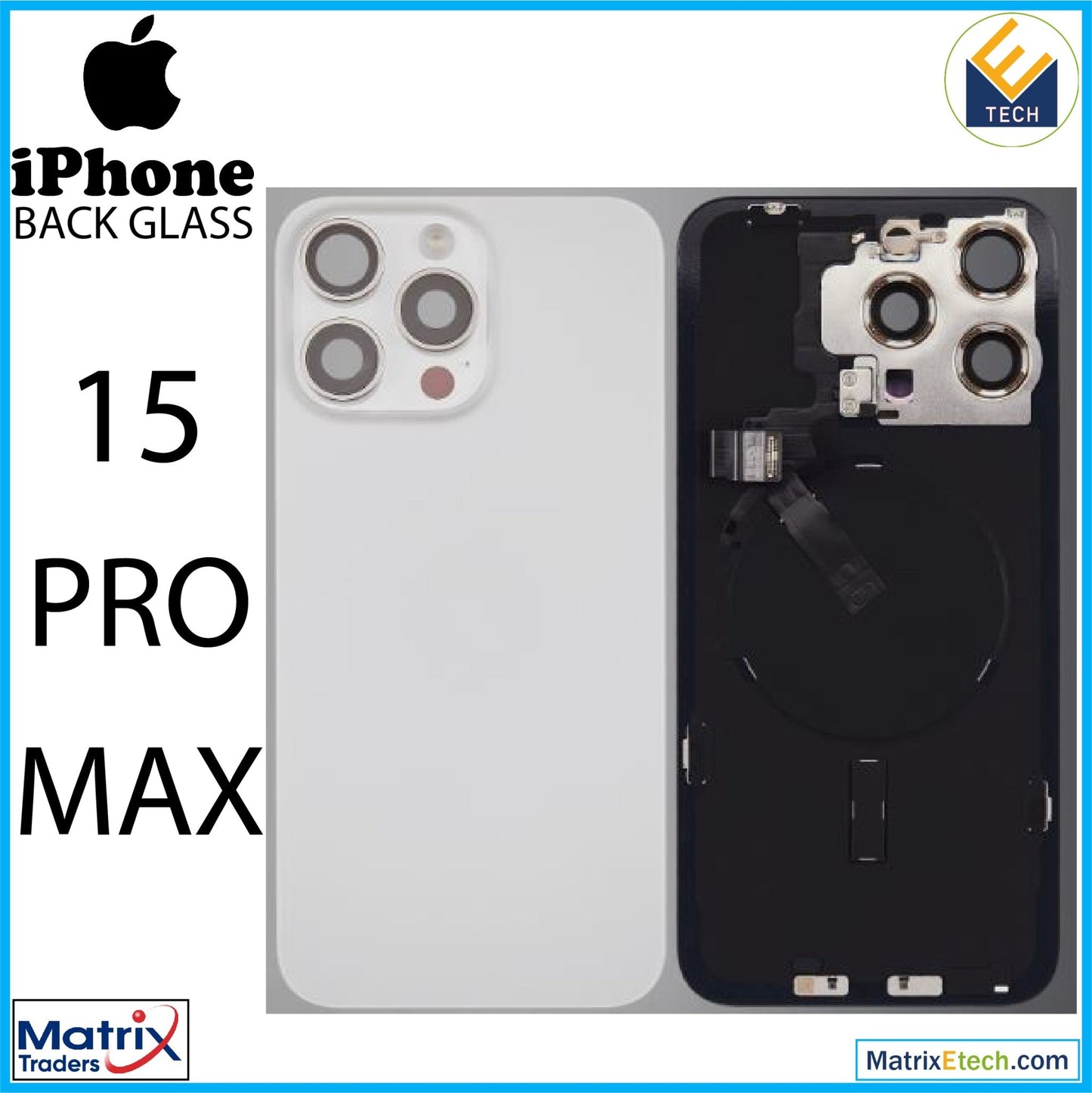 iPhone 15 Pro Max Back Glass With Steel Plate (Pull Grade A) - Matrix Traders