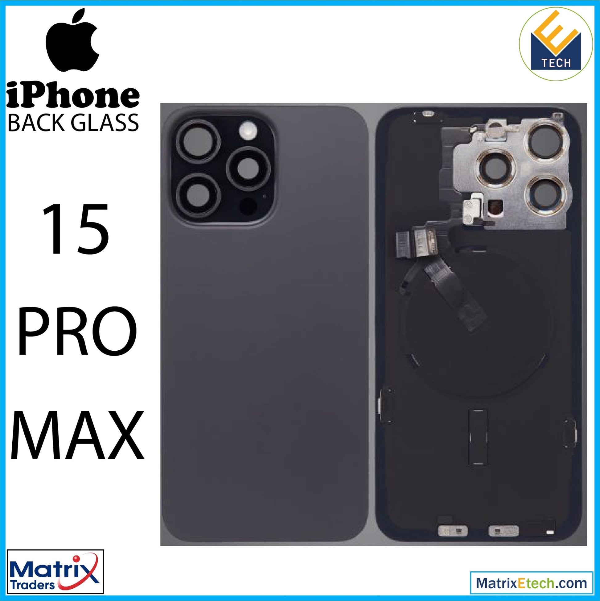 iPhone 15 Pro Max Back Glass With Steel Plate (Pull Grade A) - Matrix Traders