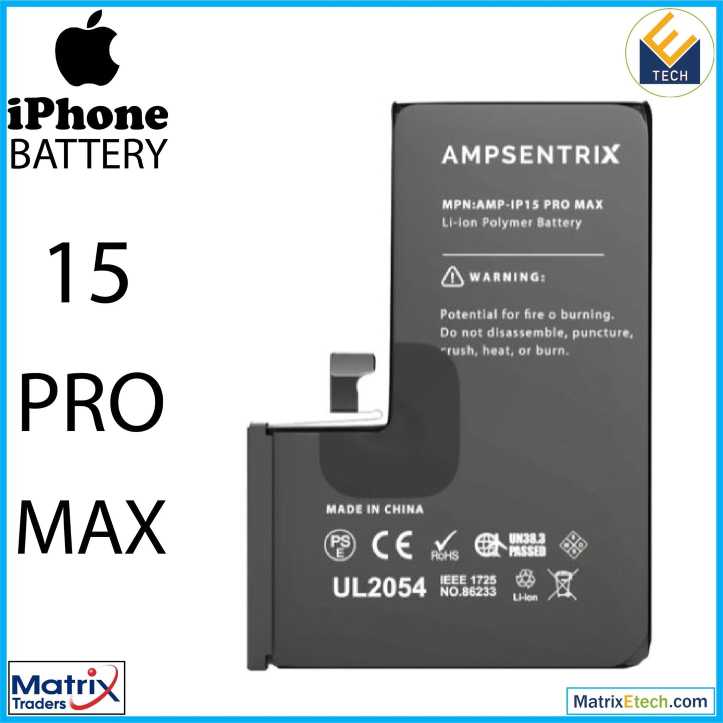 iPhone 15 Pro Max Replacement Battery - Matrix Traders