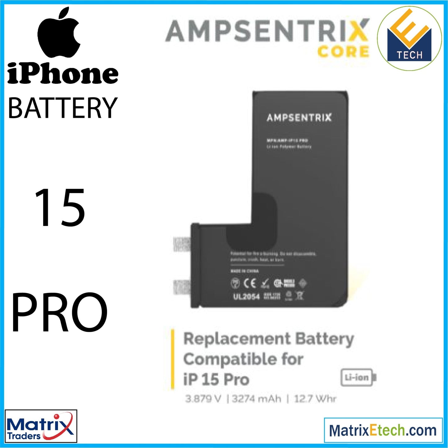 iPhone 15 Pro Replacement Battery Core - Matrix Traders