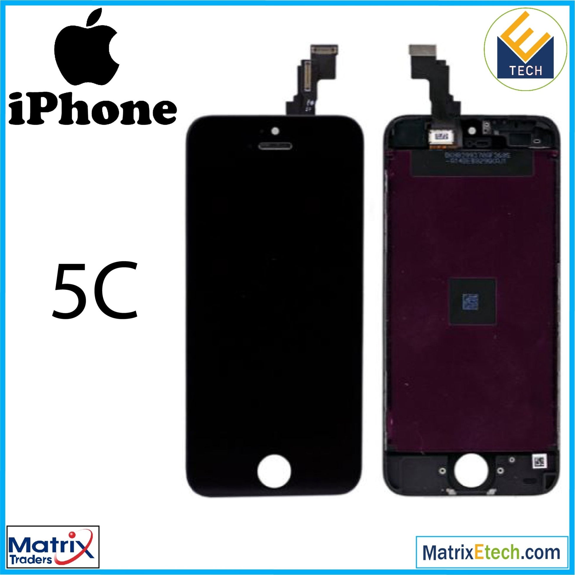 iPhone 5C Complete LCD Assembly (With Front Camera Prox Sensor & Ear Speaker) - Matrix Traders