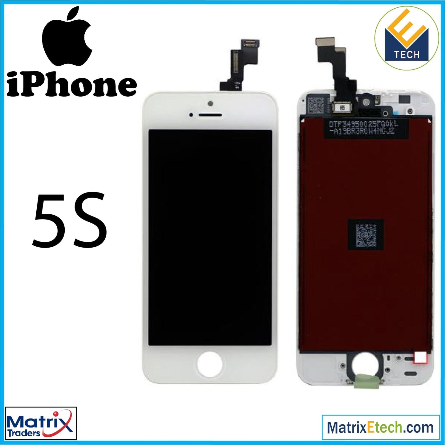 iPhone 5S Complete LCD Assembly (With Front Camera Prox Sensor & Ear Speaker) - Matrix Traders