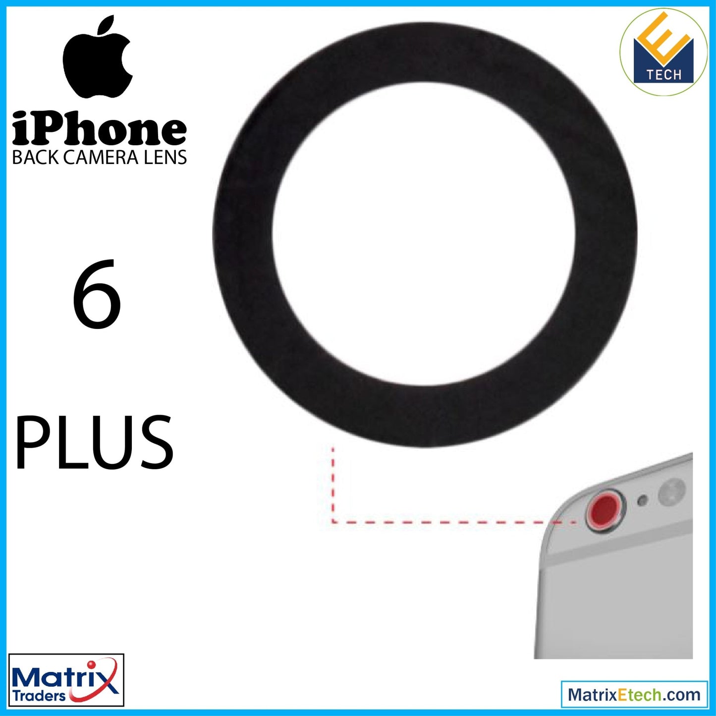 iPhone 6 Plus Back Camera Lens (Glass Only) With Adhesive (10 Pack) - Matrix Traders