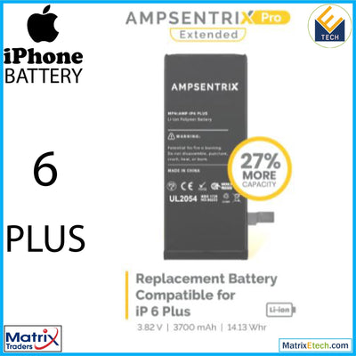 iPhone 6 Plus Replacement Battery (AmpSentrix Pro Extended) - Matrix Traders