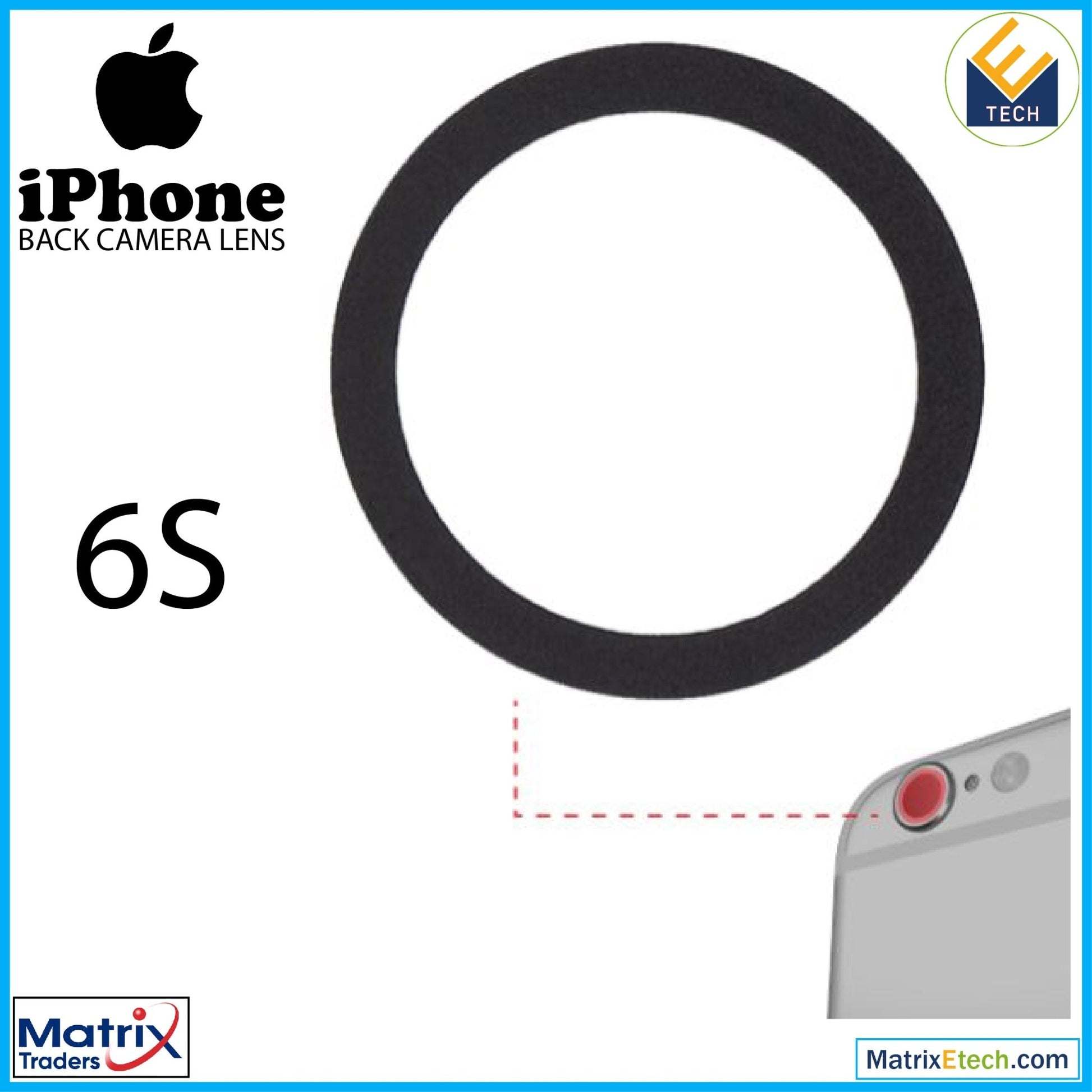 iPhone 6S Back Camera Lens (Glass Only) With Adhesive(10 Pack) - Matrix Traders