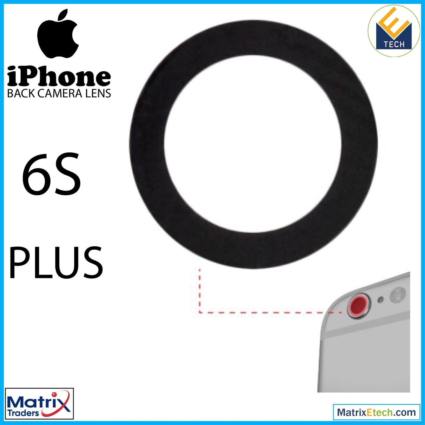 iPhone 6S Plus Back Camera Lens (Glass Only) With Adhesive (10 Pack) - Matrix Traders