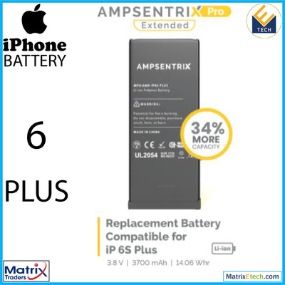 iPhone 6S Plus Replacement Battery (AmpSentrix Pro Extended) - Matrix Traders