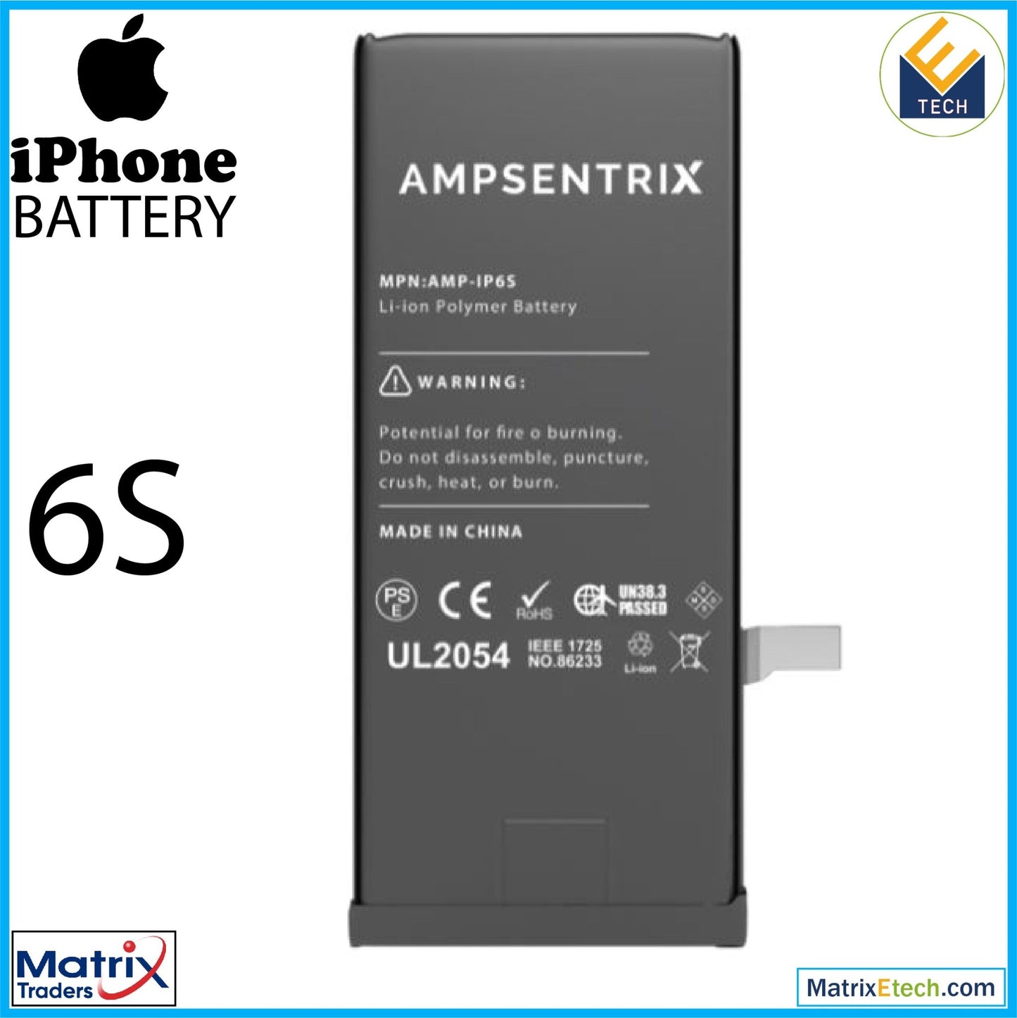 iPhone 6S Replacement Battery (AmpSentrix Pro Extended) - Matrix Traders