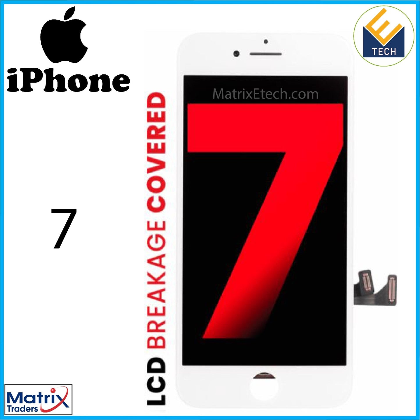 iPhone 7 LCD Screen Replacement Assembly With Steel Plate - Matrix Traders