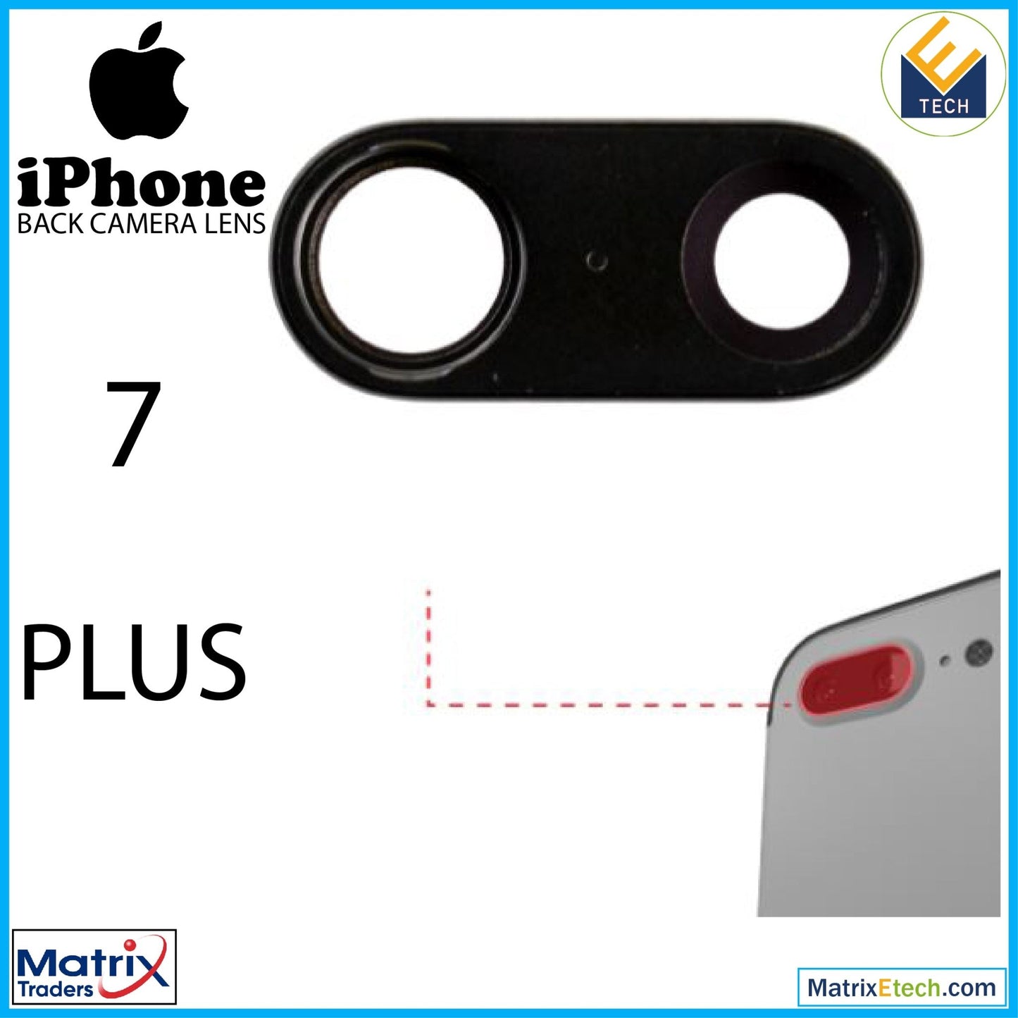 iPhone 7 Plus Back Camera Lens With Bracket & Bezel (10 Pack) - Matrix Traders