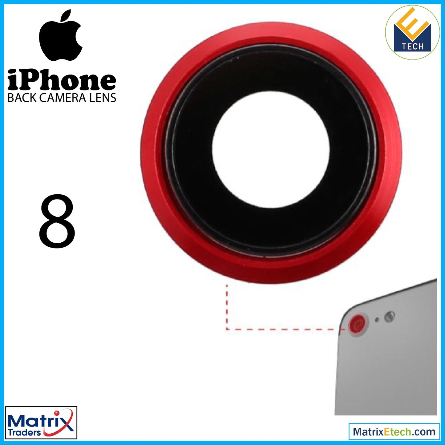 iPhone 8 Back Camera Lens With Bracket & Bezel (10 Pack) - Matrix Traders