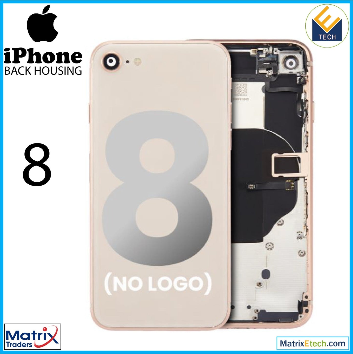 iPhone 8 Back Housing W Small Components Pre - Installed (Aftermarket Plus) - Matrix Traders