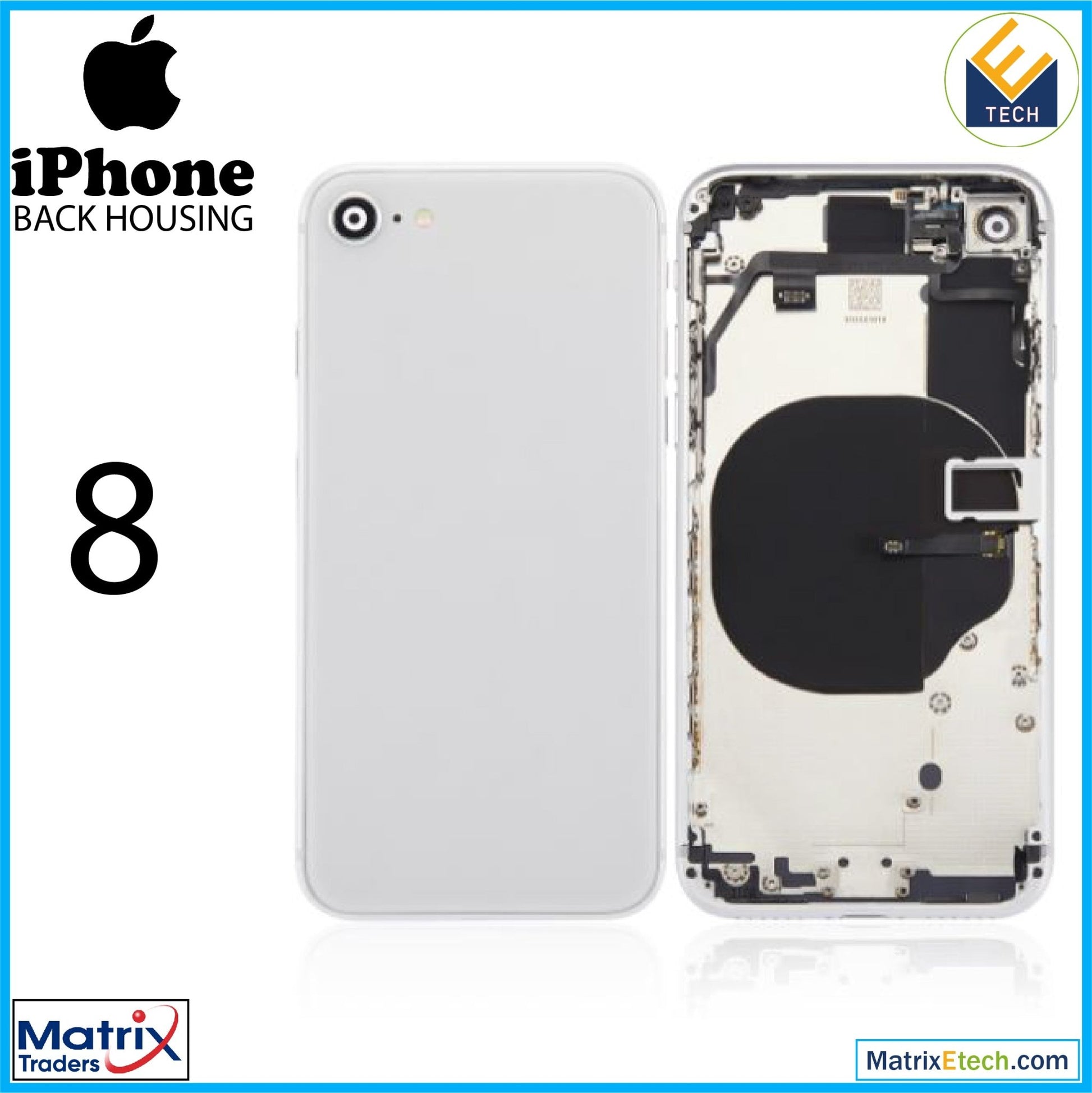 iPhone 8 Back Housing W Small Components Pre - Installed (Aftermarket Plus) - Matrix Traders