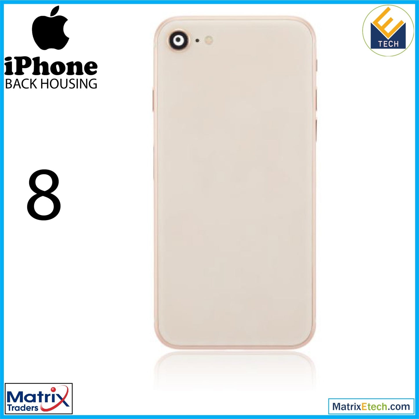 iPhone 8 Back Housing W Small Components Pre - Installed (Aftermarket Plus) - Matrix Traders