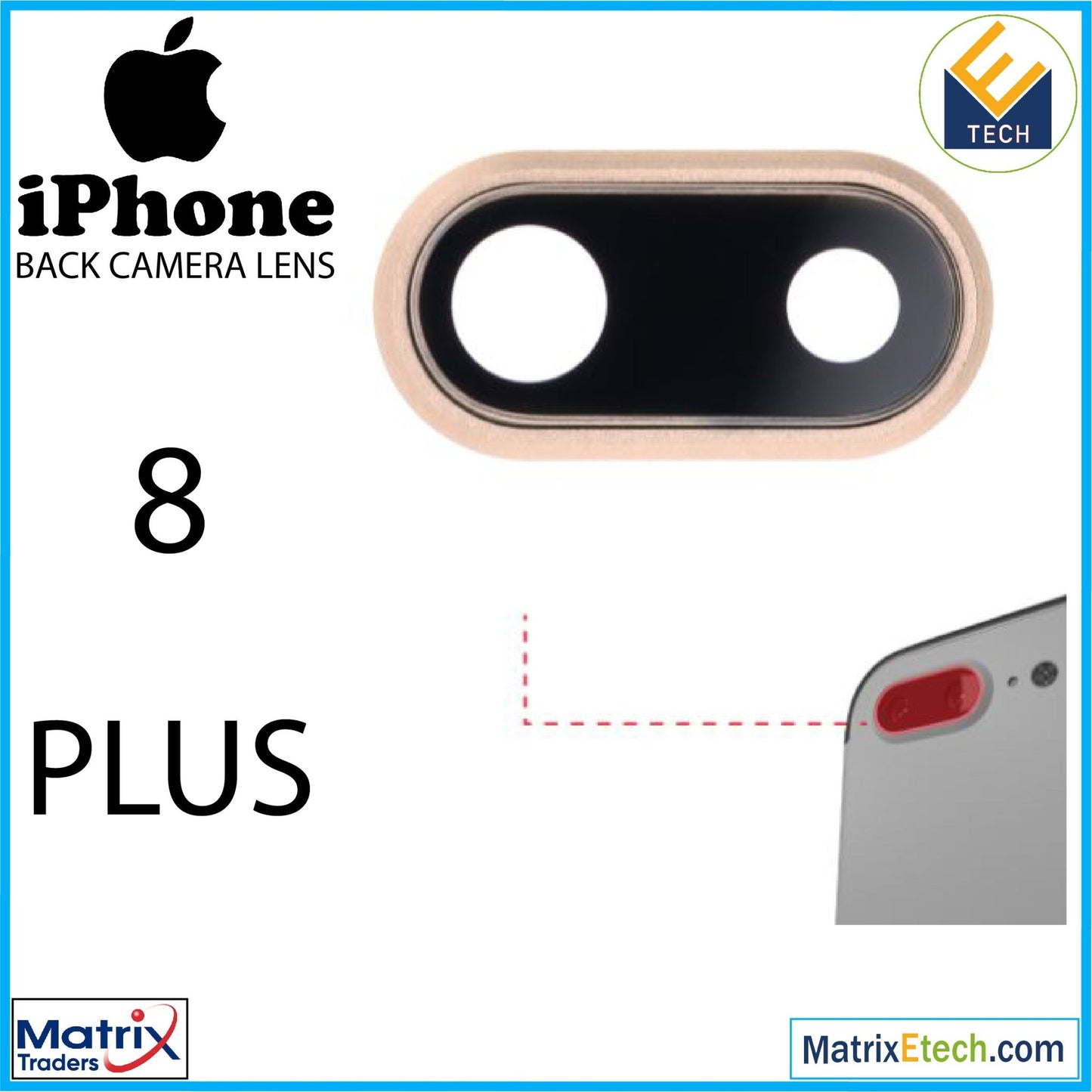 iPhone 8 Plus Back Camera Lens With Bracket & Bezel (10 Pack) - Matrix Traders