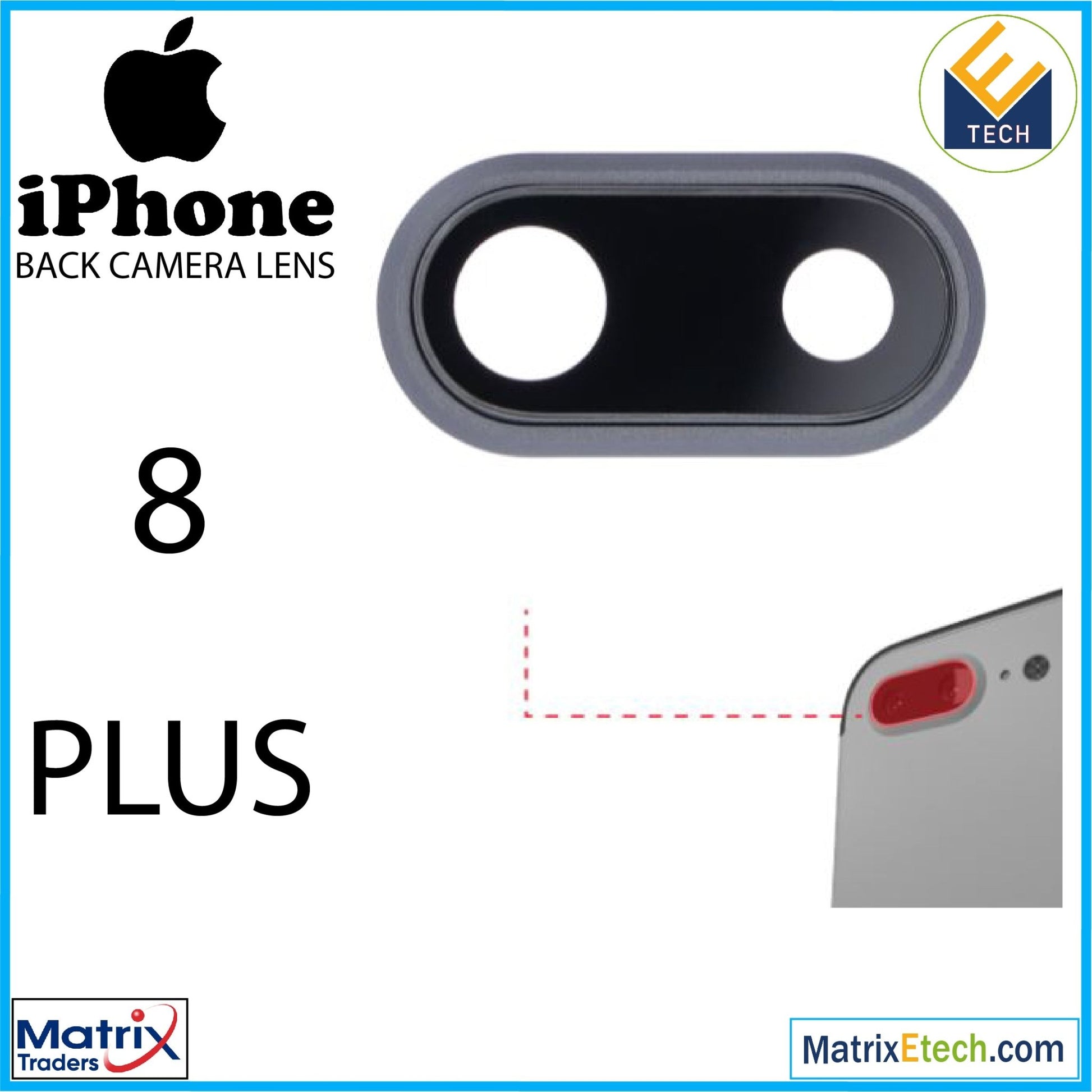 iPhone 8 Plus Back Camera Lens With Bracket & Bezel (10 Pack) - Matrix Traders