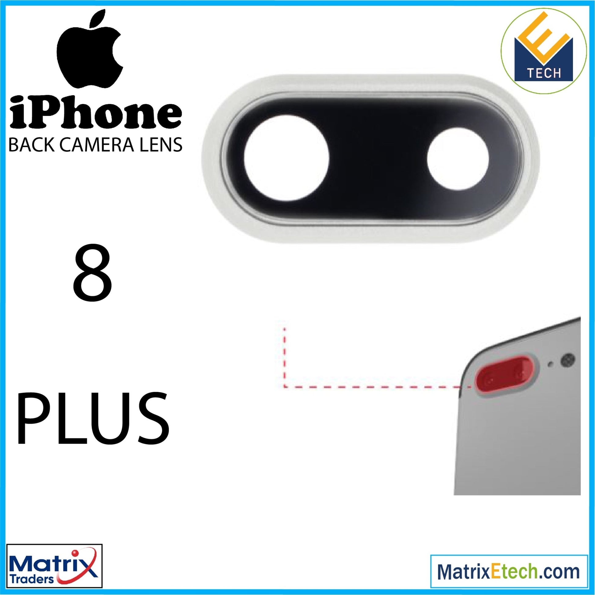 iPhone 8 Plus Back Camera Lens With Bracket & Bezel (10 Pack) - Matrix Traders