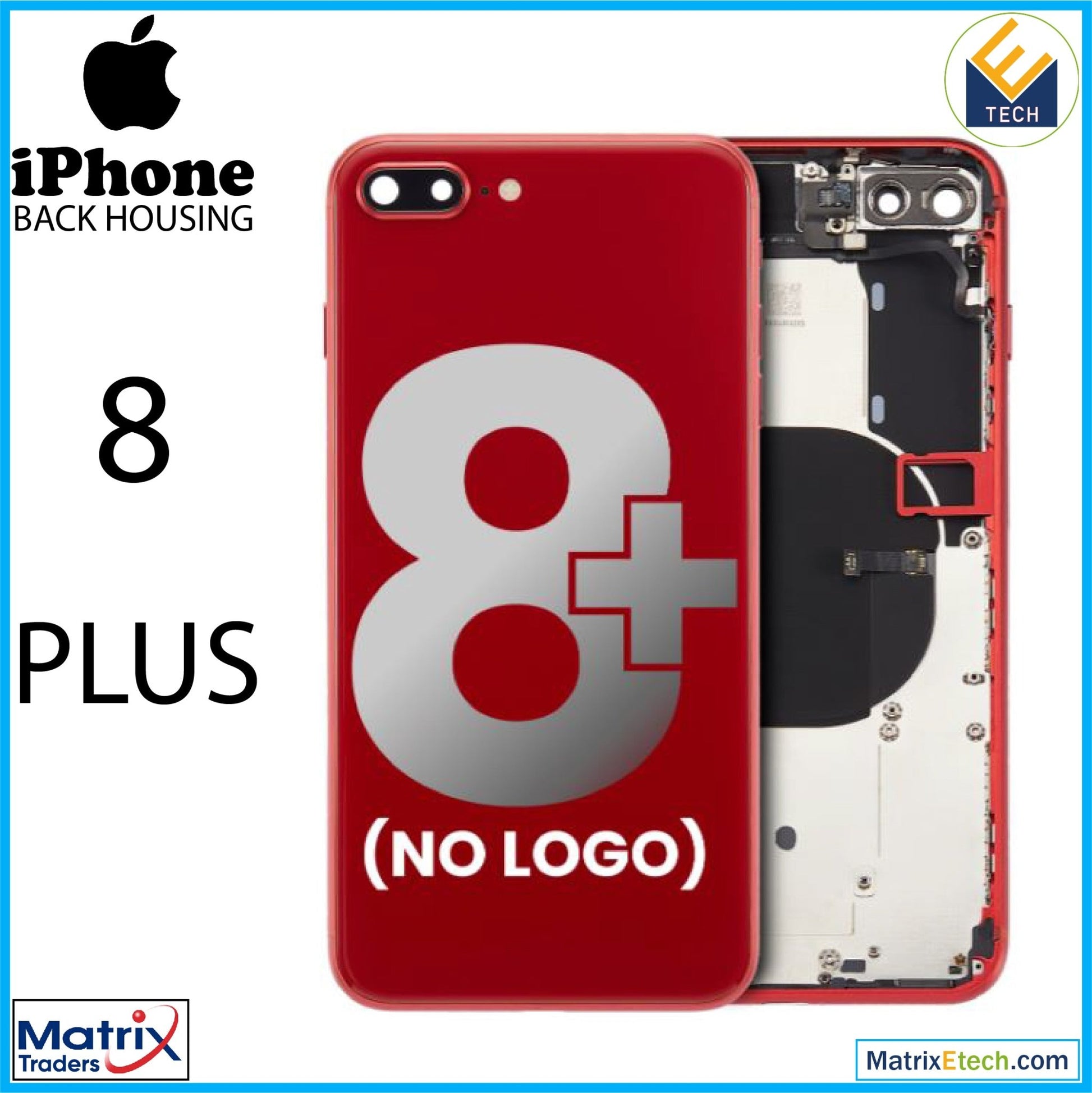 iPhone 8 Plus Back Housing W Small Components Pre - Installed (Aftermarket Plus) - Matrix Traders