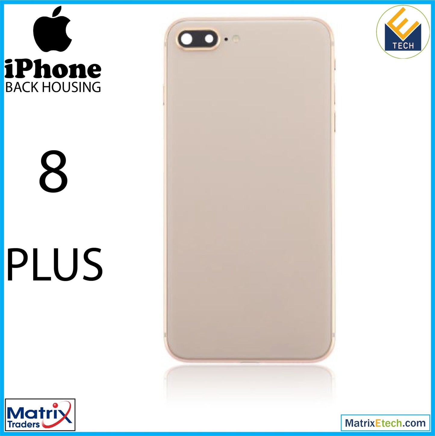 iPhone 8 Plus Back Housing W Small Components Pre - Installed (Aftermarket Plus) - Matrix Traders