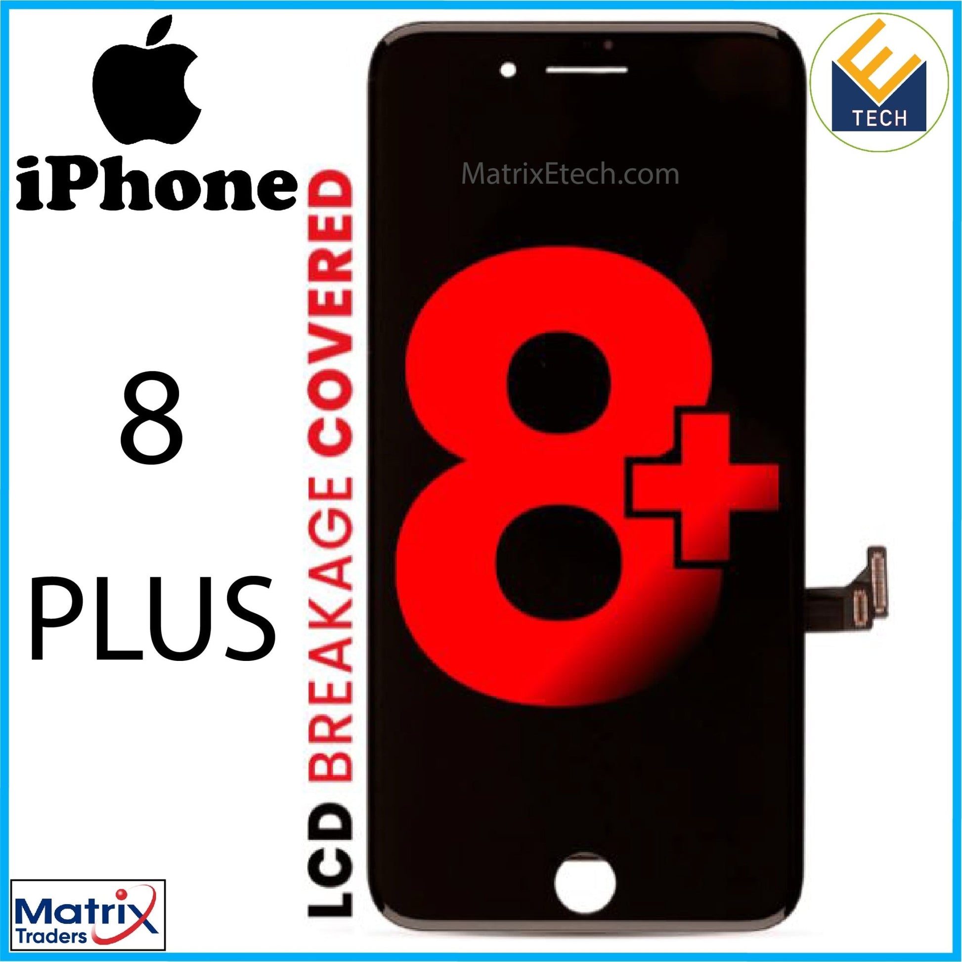 iPhone 8 Plus LCD Screen Replacement Assembly With Steel Plate - Matrix Traders