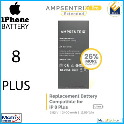 iPhone 8 Plus Replacement Battery (AmpSentrix Pro Extended) - Matrix Traders