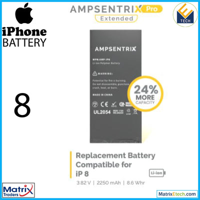 iPhone 8 Replacement Battery (AmpSentrix Pro Extended) - Matrix Traders