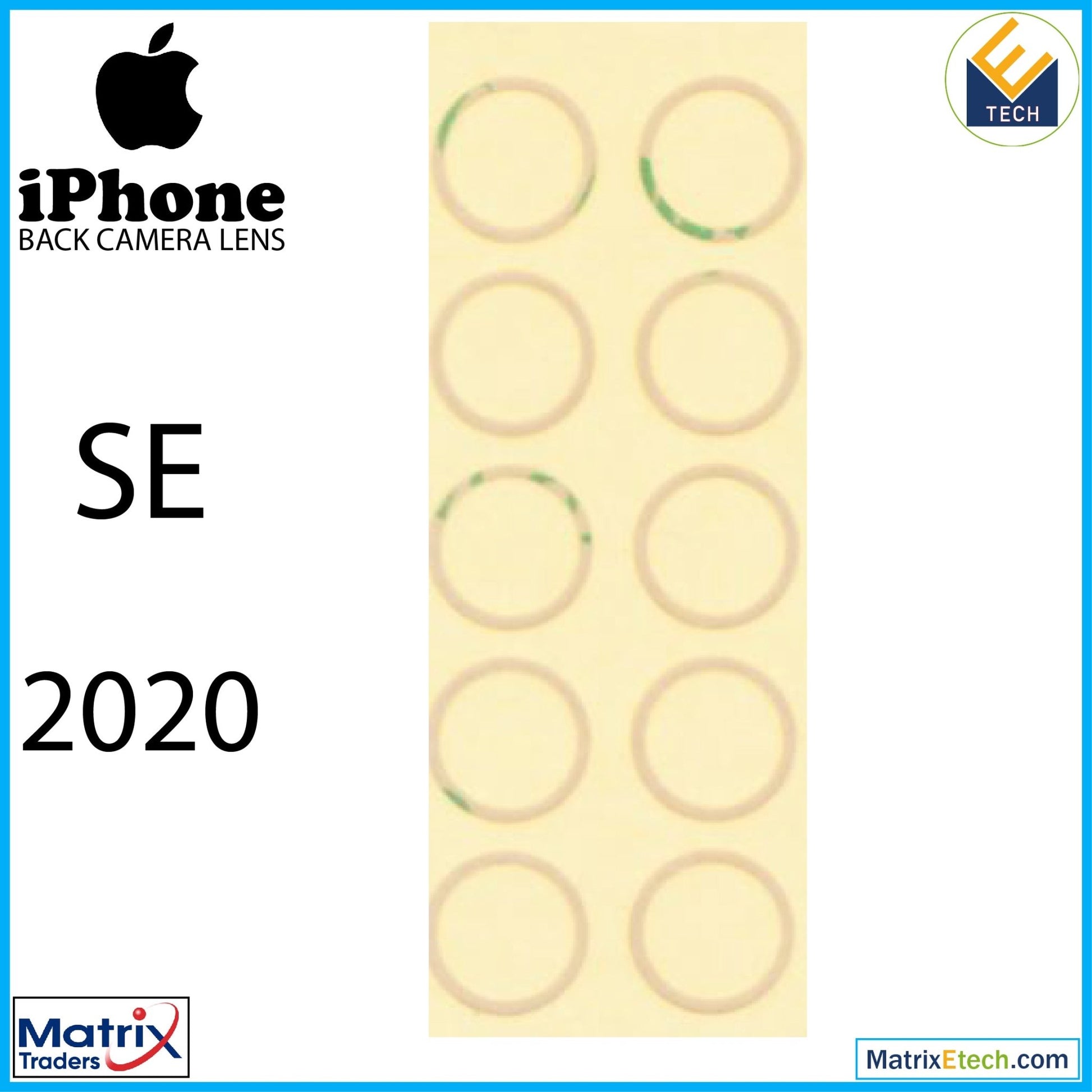 iPhone SE (2020) Back Camera Lens With Adhesive (Glass Only) (10 Pack) - Matrix Traders