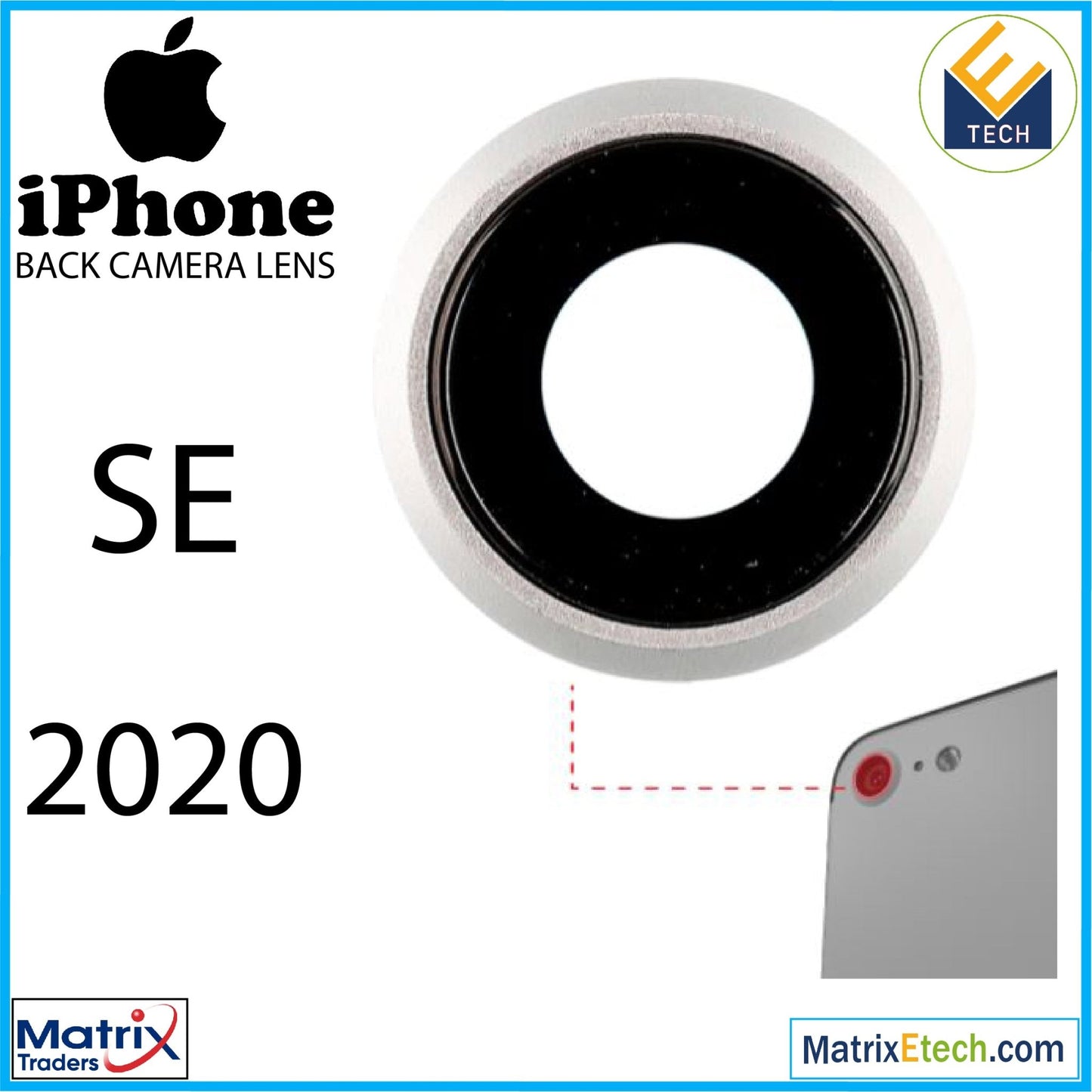 iPhone SE (2020) Back Camera Lens With Bracket & Bezel (10 Pack) - Matrix Traders