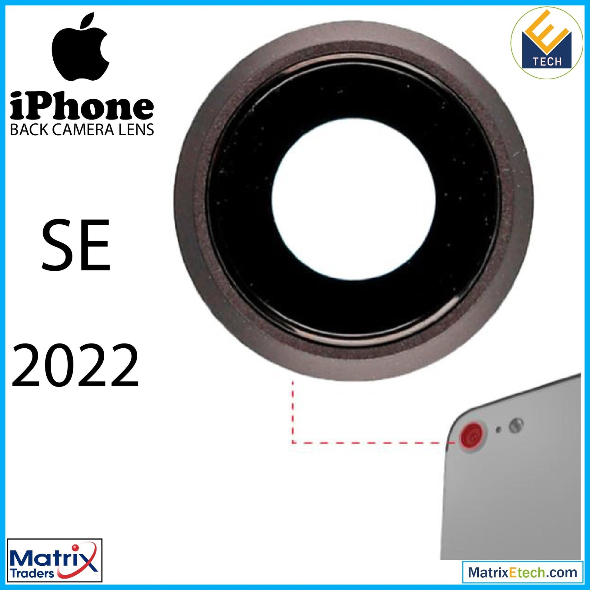 iPhone SE (2022) Back Camera Lens With Bracket & Bezel (10 Pack) - Matrix Traders