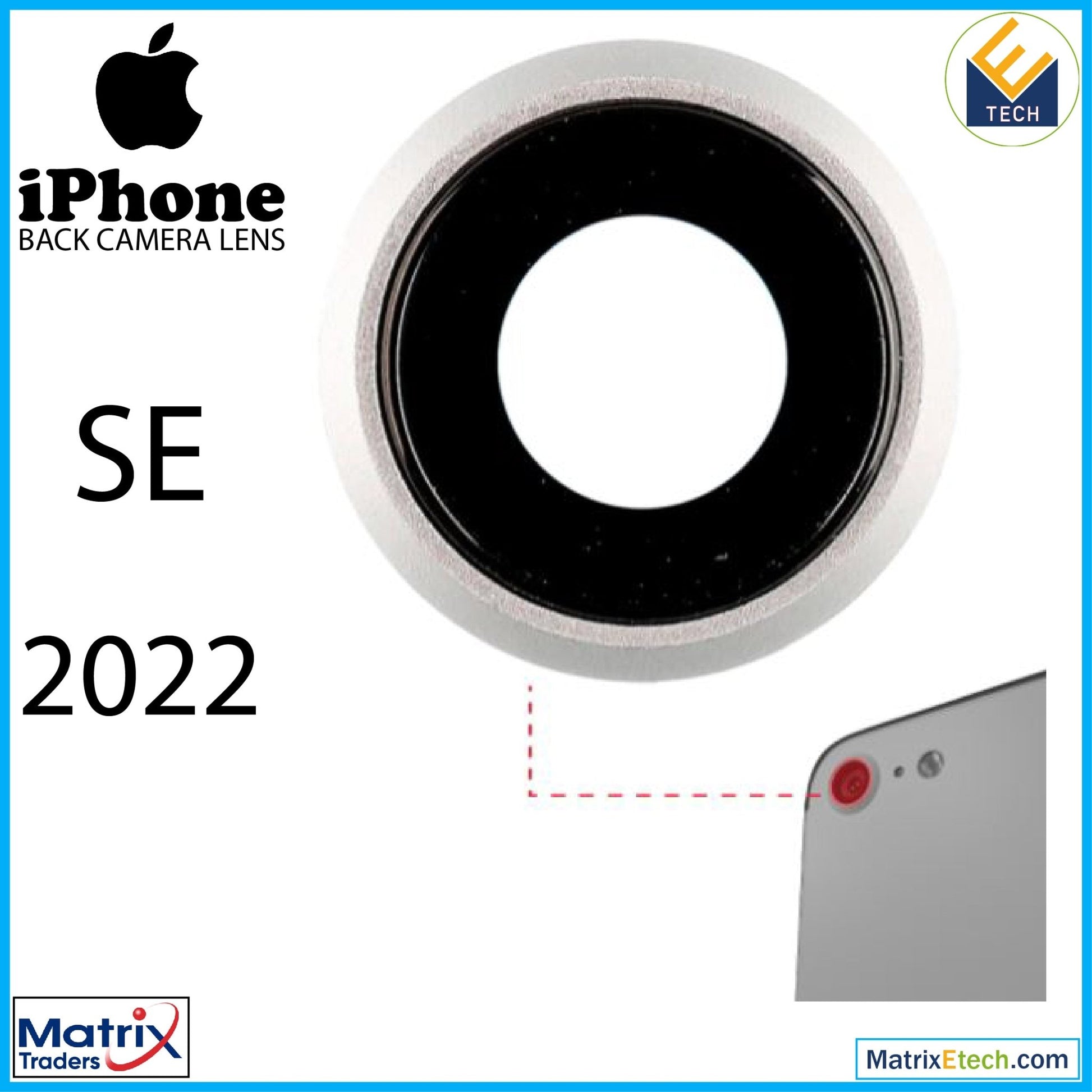 iPhone SE (2022) Back Camera Lens With Bracket & Bezel (10 Pack) - Matrix Traders