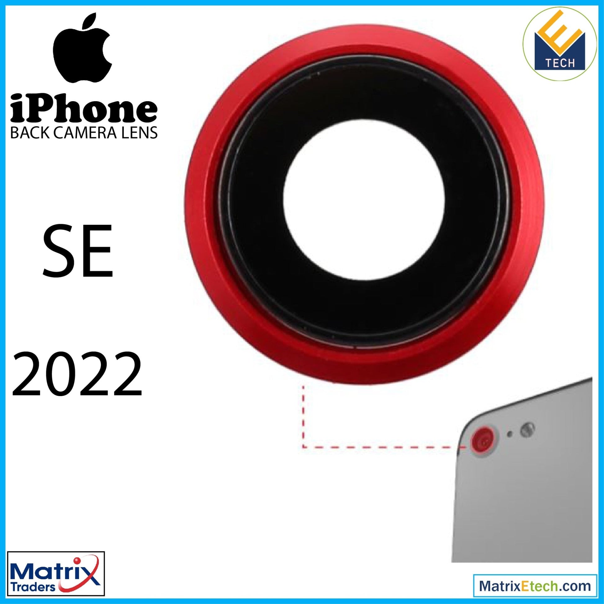 iPhone SE (2022) Back Camera Lens With Bracket & Bezel (10 Pack) - Matrix Traders