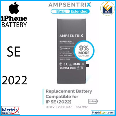 iPhone SE (2022) Replacement Battery (AmpSentrix Basic Extended) - Matrix Traders