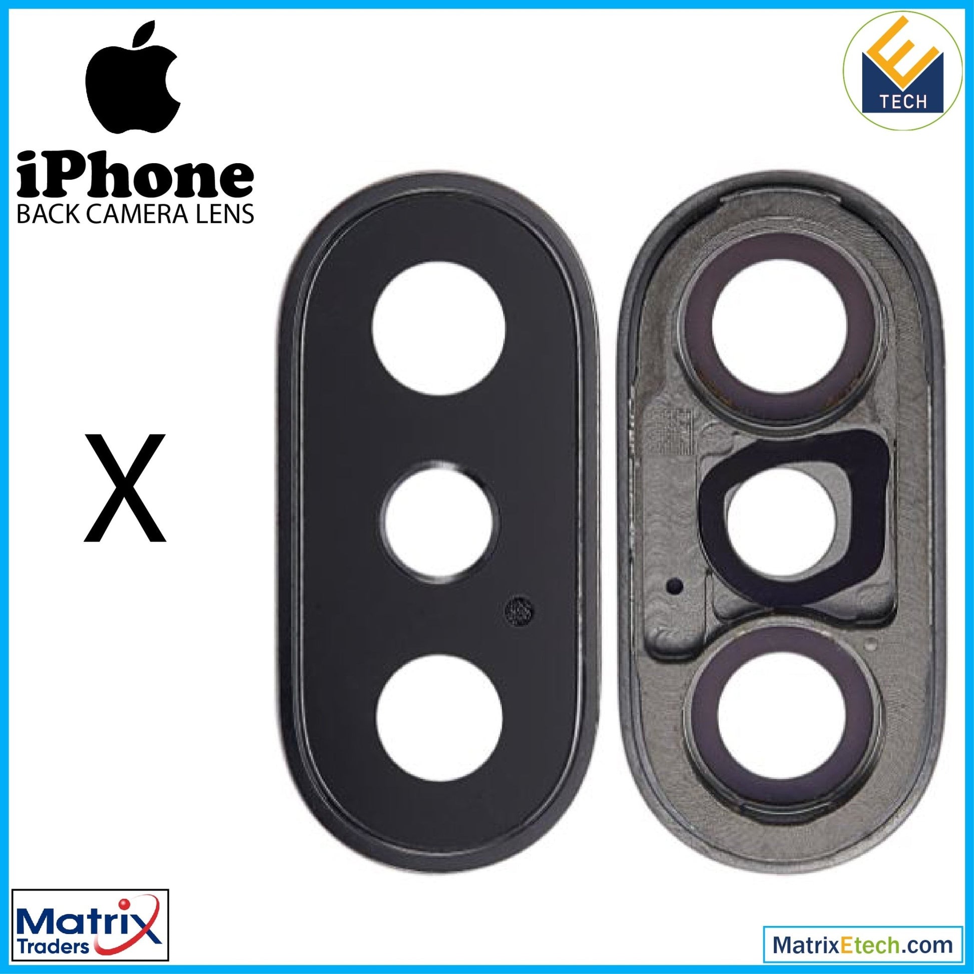 iPhone X Back Camera Lens With Bracket & Bezel (10 Pack) - Matrix Traders