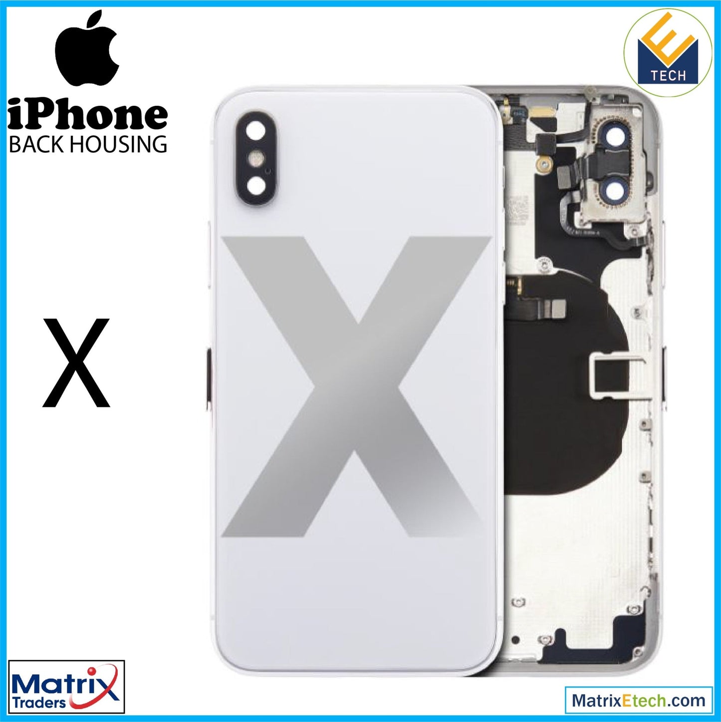 iPhone X Back Housing W Small (Aftermarket Plus) - Matrix Traders