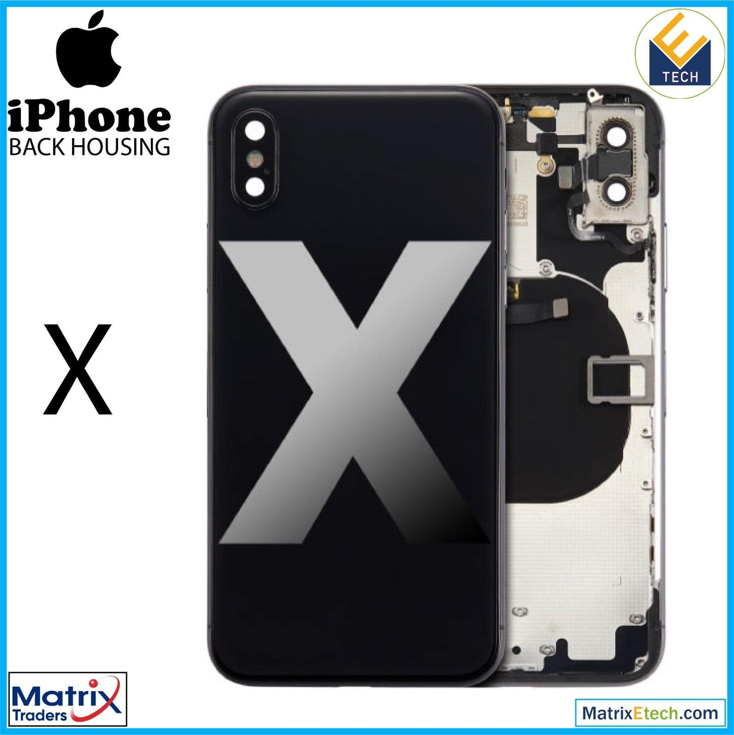 iPhone X Back Housing W Small (Aftermarket Plus) - Matrix Traders