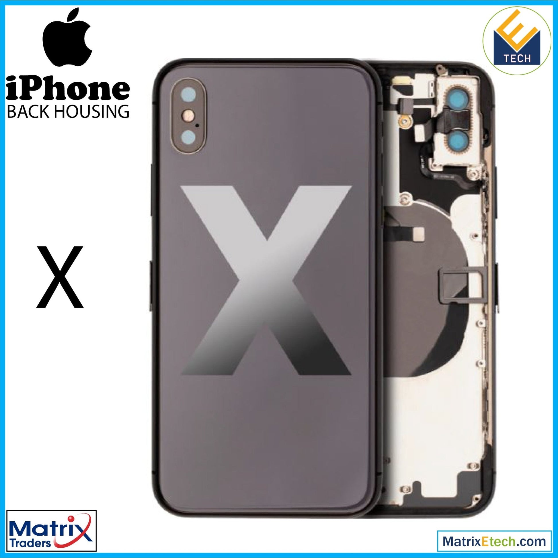 iPhone X Back Housing W Small (Pull Grade A) - Matrix Traders