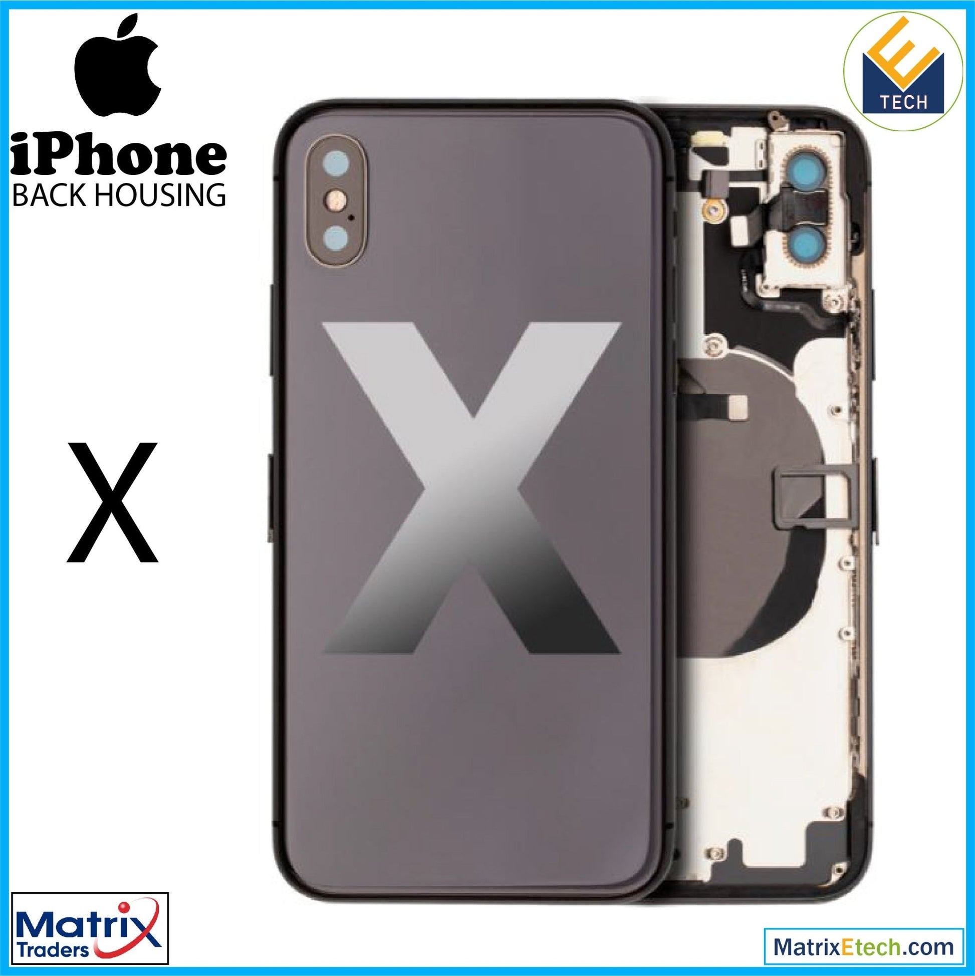 iPhone X Back Housing W Small (Pull Grade C) - Matrix Traders