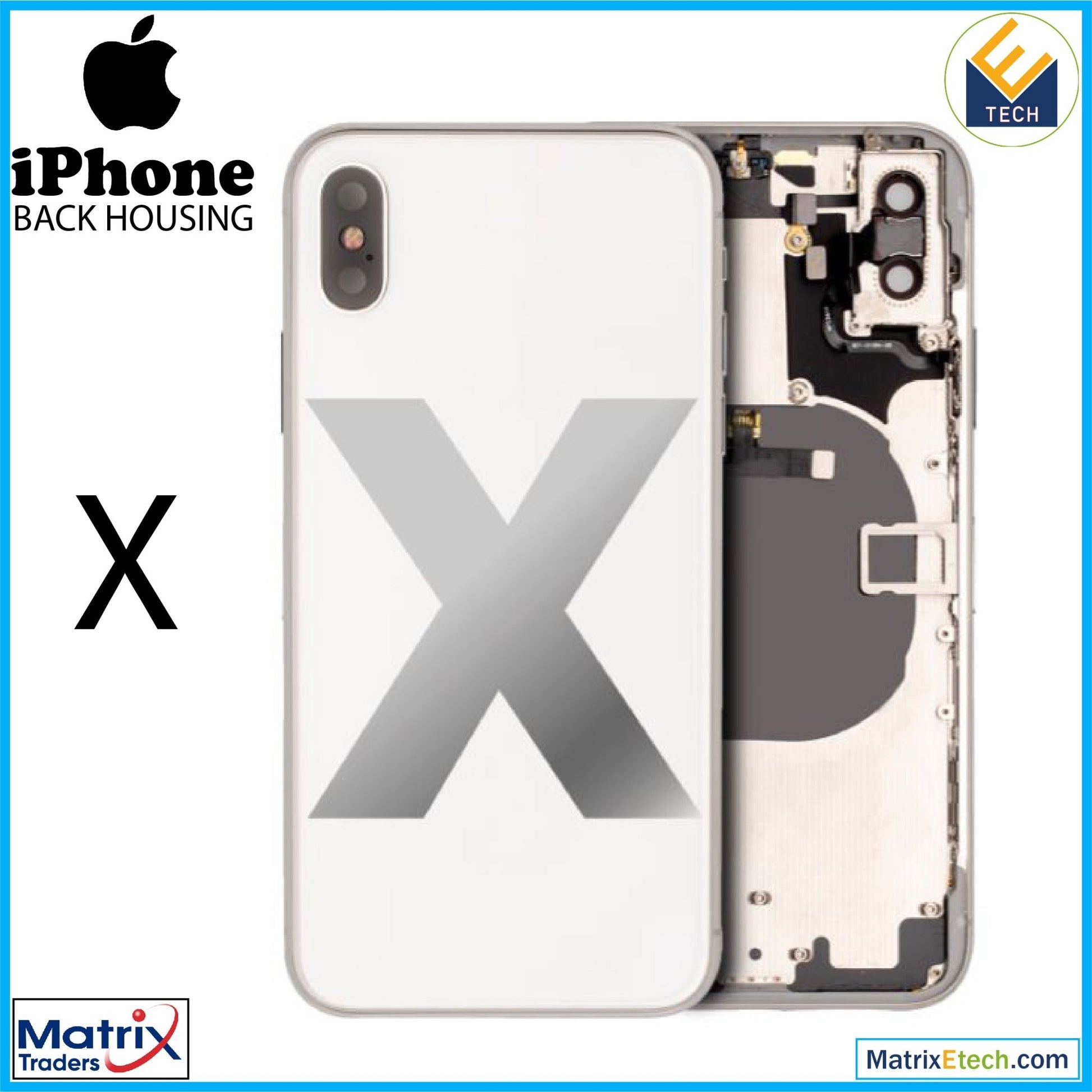 iPhone X Back Housing W Small (Pull Grade C) - Matrix Traders