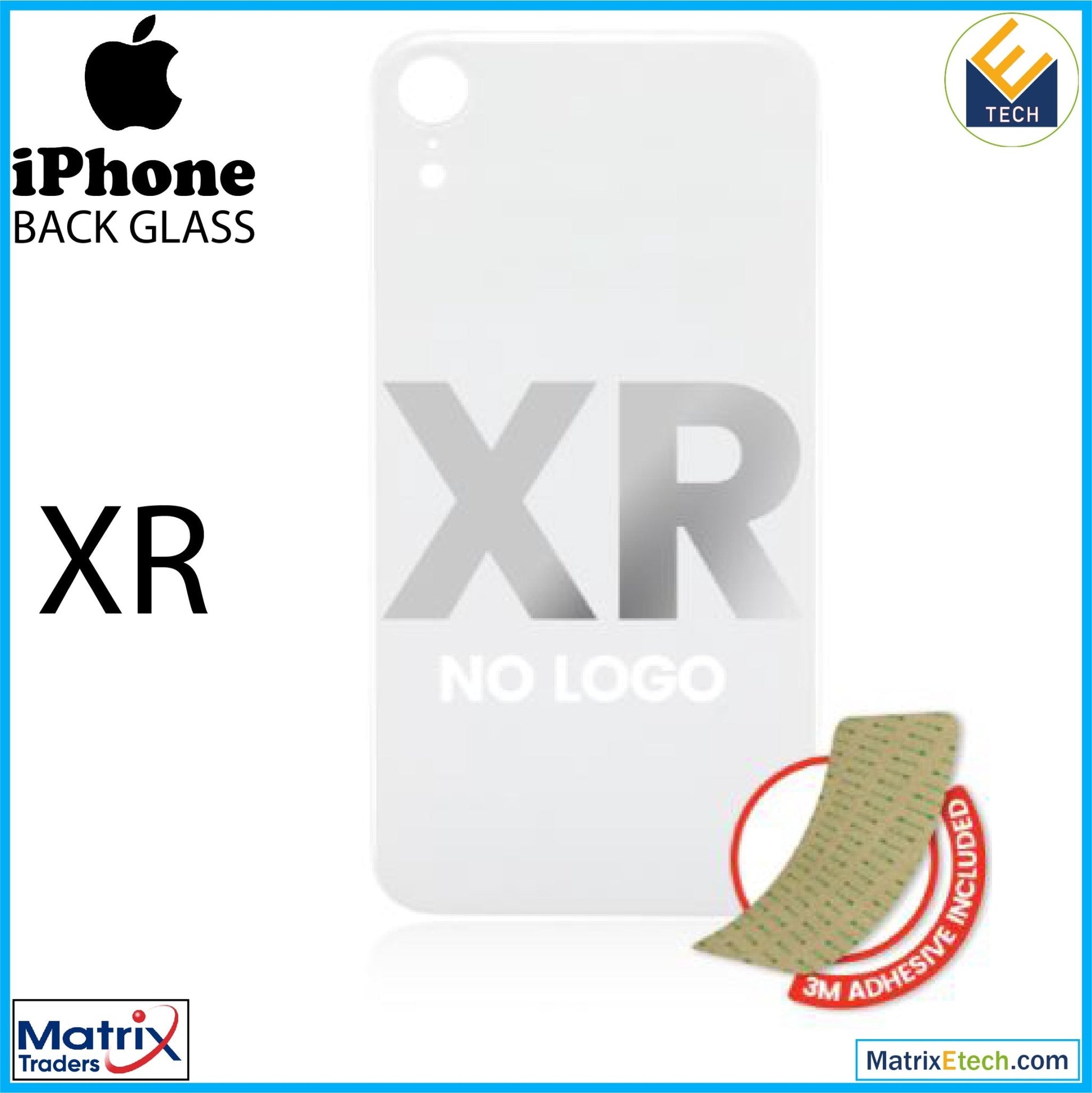 iPhone XR Back Glass With 3M Adhesive (Normal) - Matrix Traders