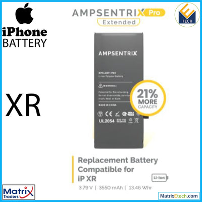 iPhone XR Replacement Battery (AmpSentrix Pro Extended) - Matrix Traders