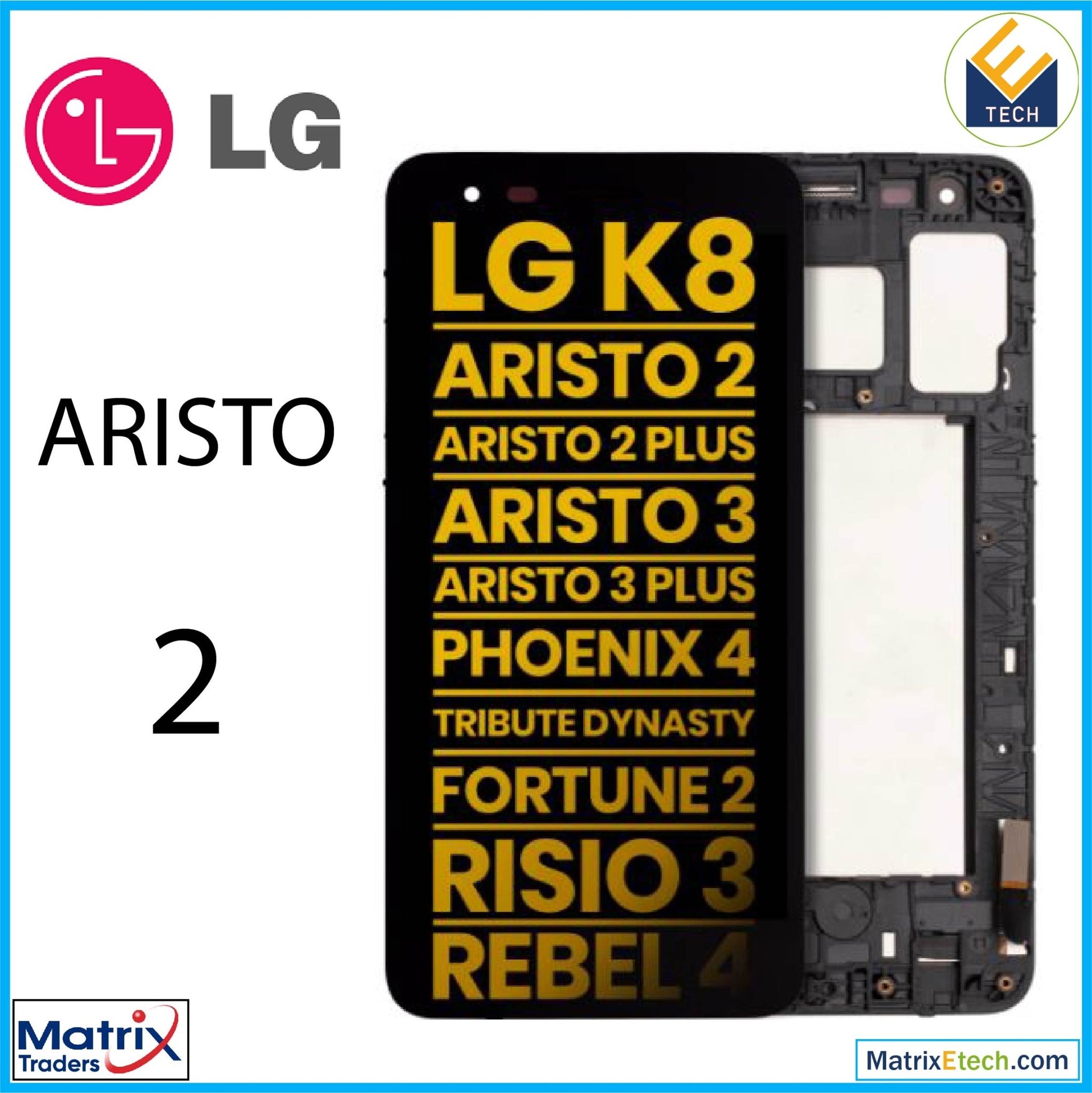 LG Aristo 2 LCD Assembly With Frame (Refurbished) (Black) - Matrix Traders