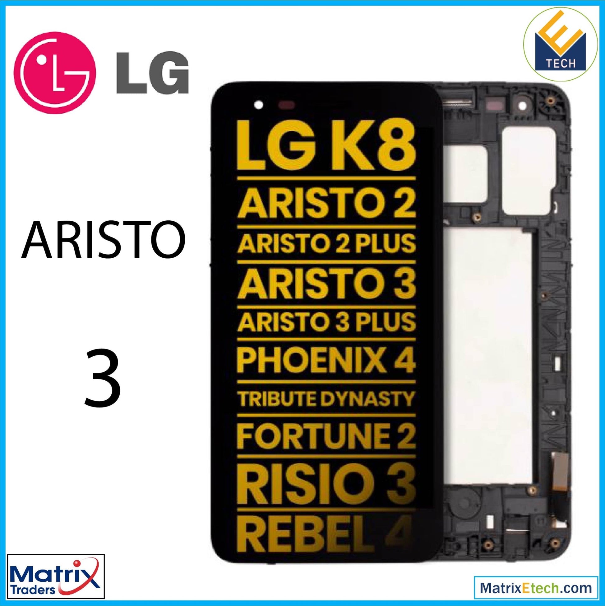 LG Aristo 3 LCD Assembly With Frame (Refurbished) (Black) - Matrix Traders