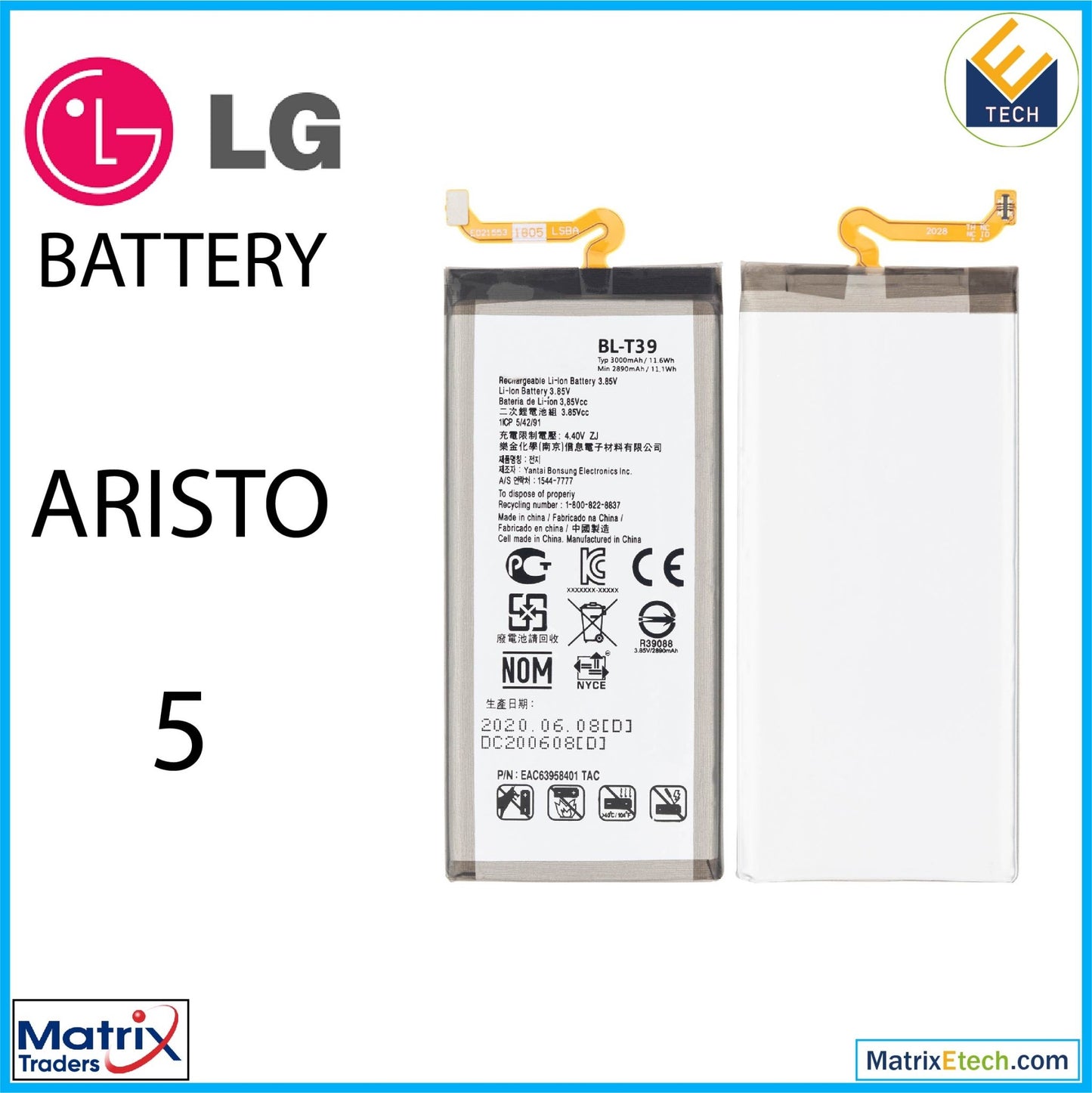 LG Aristo 5 Replacement Battery (BL - T39) - Matrix Traders