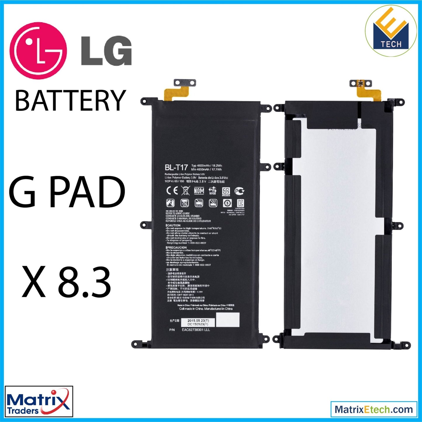 LG G Pad X 8.3 Replacement Battery (BL - T17) (Normal) - Matrix Traders