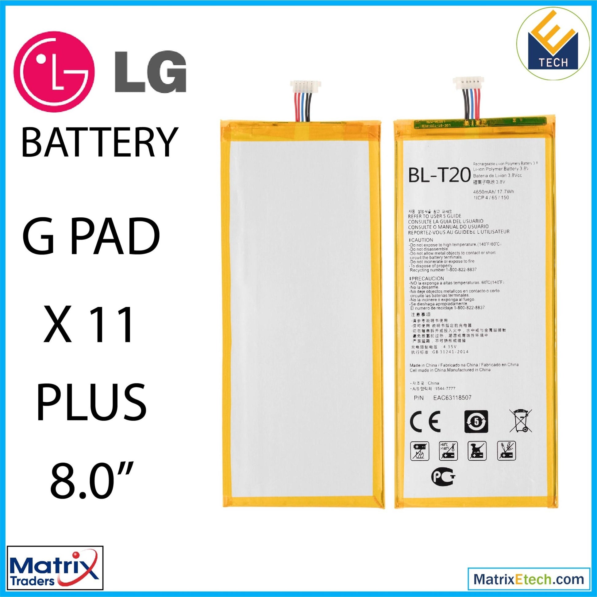 LG GPad X II Plus 8.0 Replacement Battery (BL - T20) (Normal) - Matrix Traders