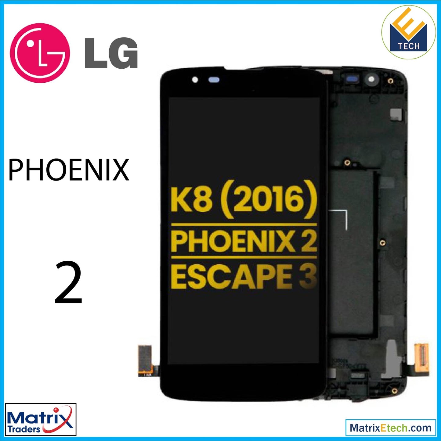 LG Phoenix 2 LCD Assembly With Frame (Refurbished) - Matrix Traders