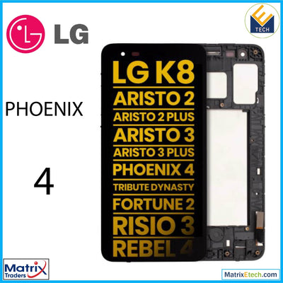 LG Phoenix 4 LCD Assembly With Frame (Refurbished) (Black) - Matrix Traders