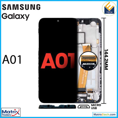 Samsung Galaxy A01 LCD Assembly With Frame (Aftermarket Plus) - Matrix Traders